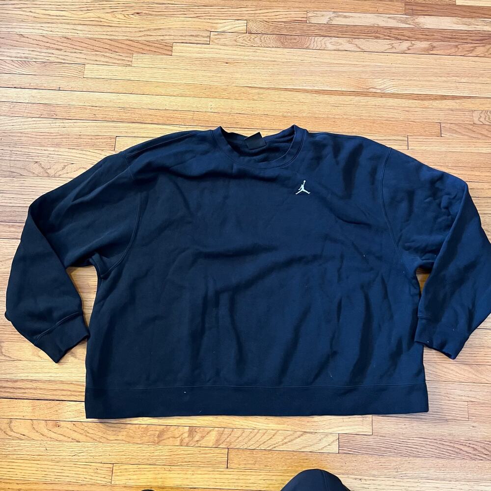 Nike Air Jordan Sweatshirt Women 1X Loose Fit Fleece Plus Crewneck Black DQ4464